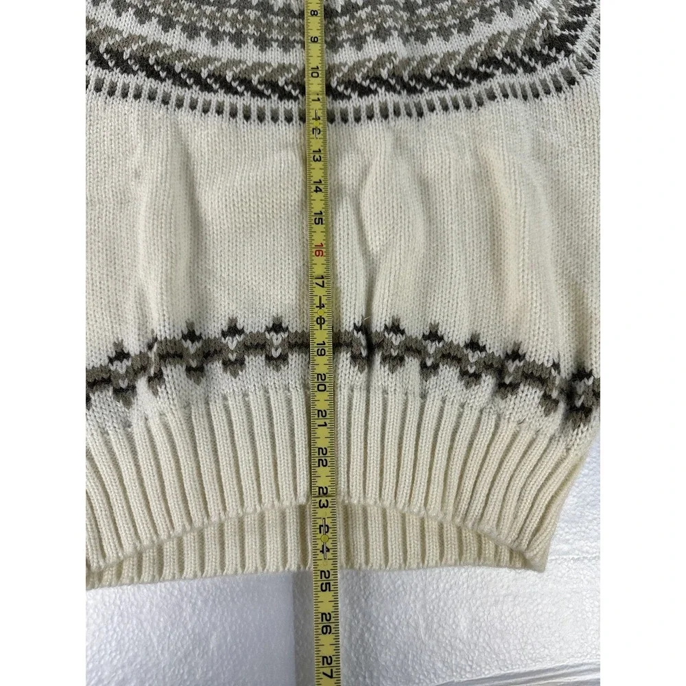 VTG Peter England Fair Isle Geometric Pattern Sweater Adult Large Ivory Ski Knit